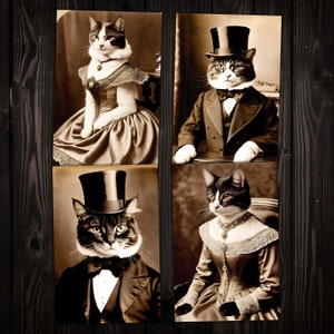 Antike Katze Damen Gentleman Fotografien Viktorianische Ära Ephemera für die Kartenherstellung Junk Journals Mixed Media Scrapbooks Digital kit download