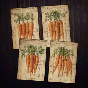 Karotten Antique Ledger Ephemera Druckbare Osterseiten für Junk Journals, Mixed Media Collage, Papierhandwerk, Digital Kit Download