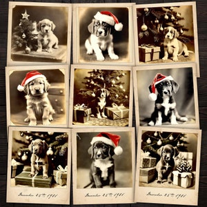 Antike Weihnachtswelpenfotografien, druckbare Ephemera für Junk-Zeitschriften, Mischtechnik, Kartenherstellung, Papierhandwerk, digitaler Download
