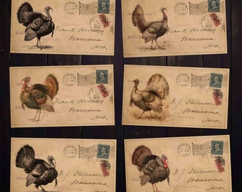 Postales antiguas de Turquía, efímeros imprimibles para álbumes de recortes y manualidades de Acción de Gracias (descarga digital)