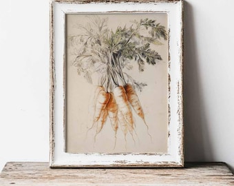 Antique Carrots Easter Print: Vintage Rustic Ephemera Wall Art (Digital Download)