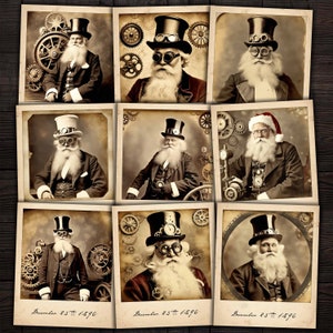Steampunk Santa Fotografias antigas para o Natal Junk Journals, Cardmaking, Mídia mista, Scrapbook, Artesanato em papel, Download digital
