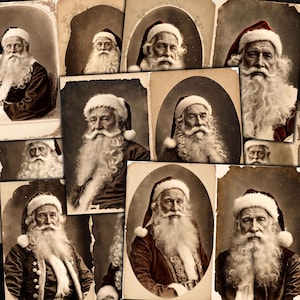 Antique Santa Claus Photographs Printable Half Double Pages for Christmas Junk carnets, collage technique mixte, travaux manuels en papier et kit numérique