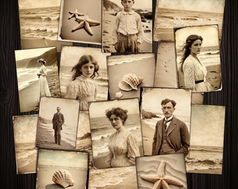 Vintage Seashore Photo Collage Sheets: Beach Ephemera (Digital Download)