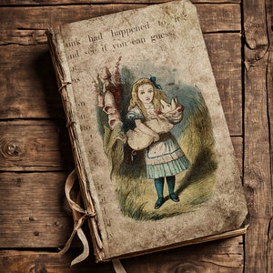 Alice im Wunderland Grunge Digital Junk Journal Kit, druckbare Doppelseiten für Journals, Scrapbook, Mixed Media Crafts, Download