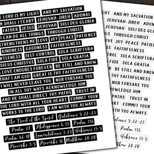 Afdrukbare christelijke woorden voor geloof tijdschriften, junkjournal, plakboeken, kaarten, papierkunst, zwart-wit digitale download