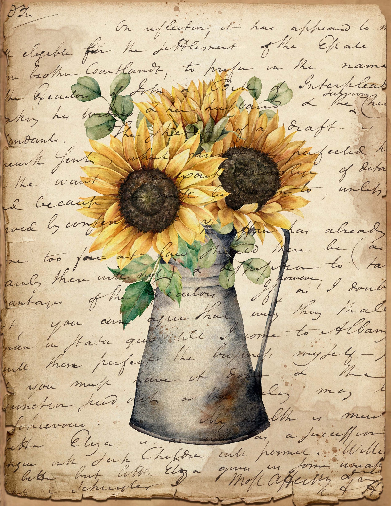 Vintage Autumn Sunflower Digital Printables for Junk Journals | Etsy