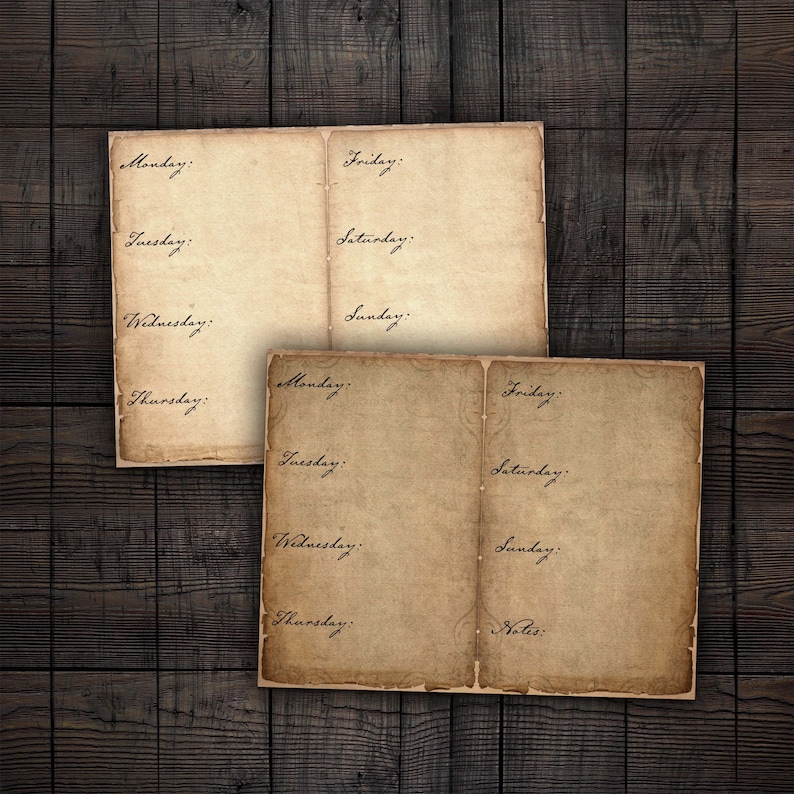 Days Of The Week Printables For Journals