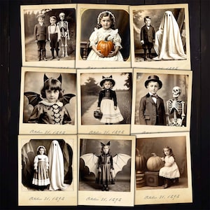 Fotografías de estilo vintage de Halloween para niños, Efímera imprimible para diarios basura, Collage de medios mixtos, Diario de arte, Artesanía en papel