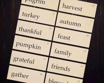 Thanksgiving Flashcards, Printable Collage Paper for Junk Journals and Autumn Crafts, Digital download