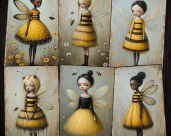 Imágenes de Hadas Abejas: Páginas de Diario Basura de 6x4 (Descarga Digital)