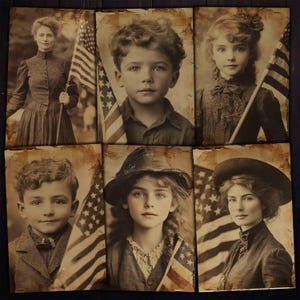 Grunge July 4th America Portraits 6x4 Pages for Junk Journals, Art Journal, Mixed Media Collage, artisanat en papier vintage, kit numérique à télécharger