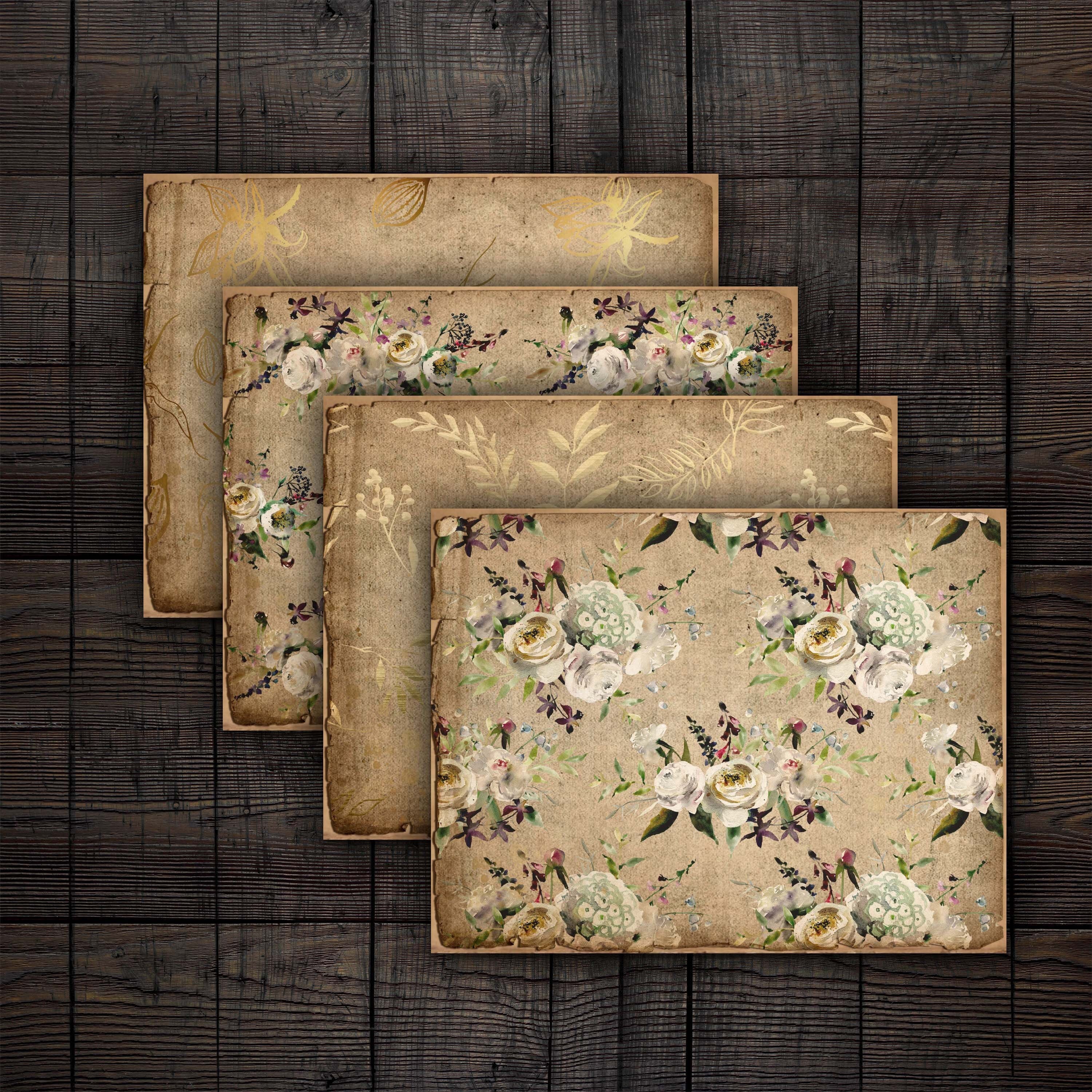 Printable Watercolor Floral Background Sheets White and Gold - Etsy