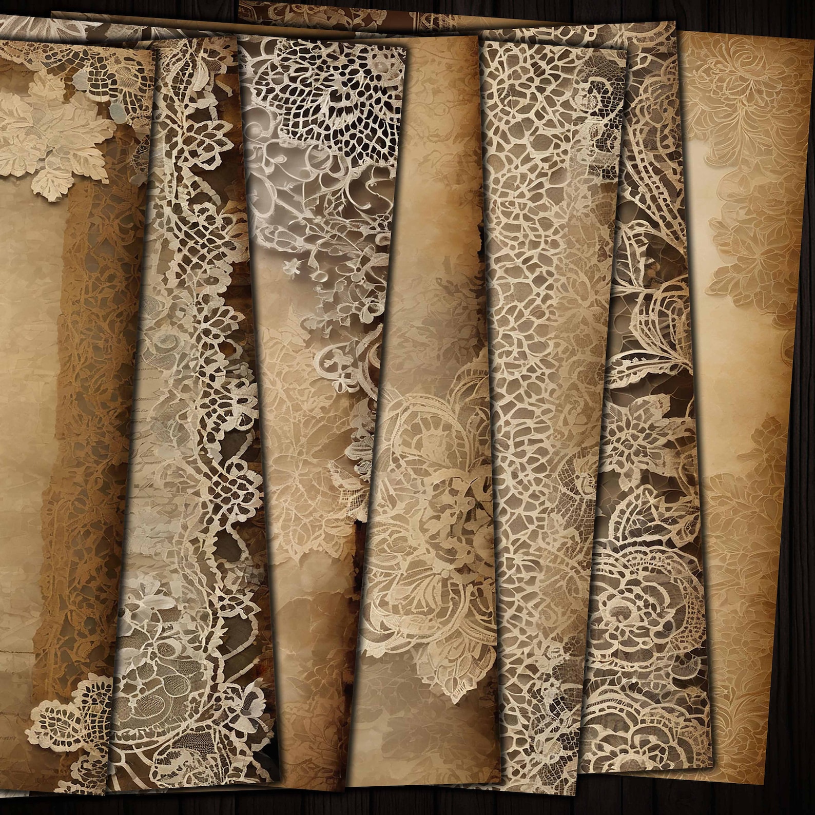 Grunge Lace Printable Paper: Junk Journal Texture Backgrounds (digital ...