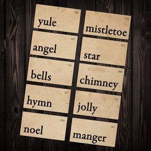 Vintage Christmas Printable Flash Cards Sheet for Junk Journals, Scrapbooks, Paper Crafts