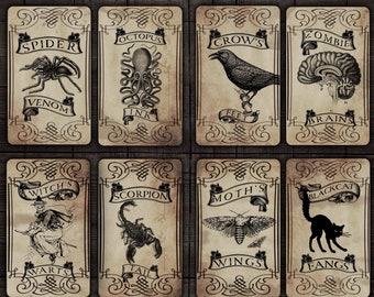Etiquetas vintage de pociones de Halloween: Etiquetas imprimibles para diarios basura (descarga digital)