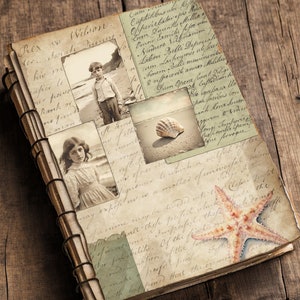 Beach Seashore Junk Journal Printable Collage Papers (Digital Download)