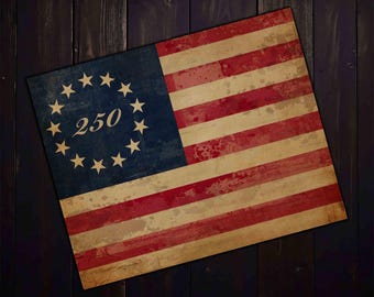 Grunge 250 American Flag, Digital download for July 4th Decor and crafts, Vintage Colonial Primitive Farmhouse