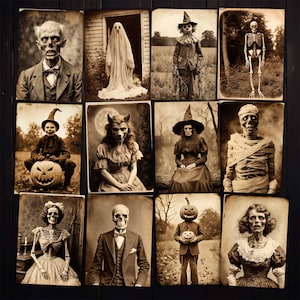 Antique Halloween Photographs: Creepy ATC Cards for Junk Journals (Digital Download)