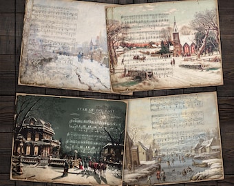 Winter Christmas Printable Pages for Junk Journals, Vintage Scrapbooks, Paper Crafts
