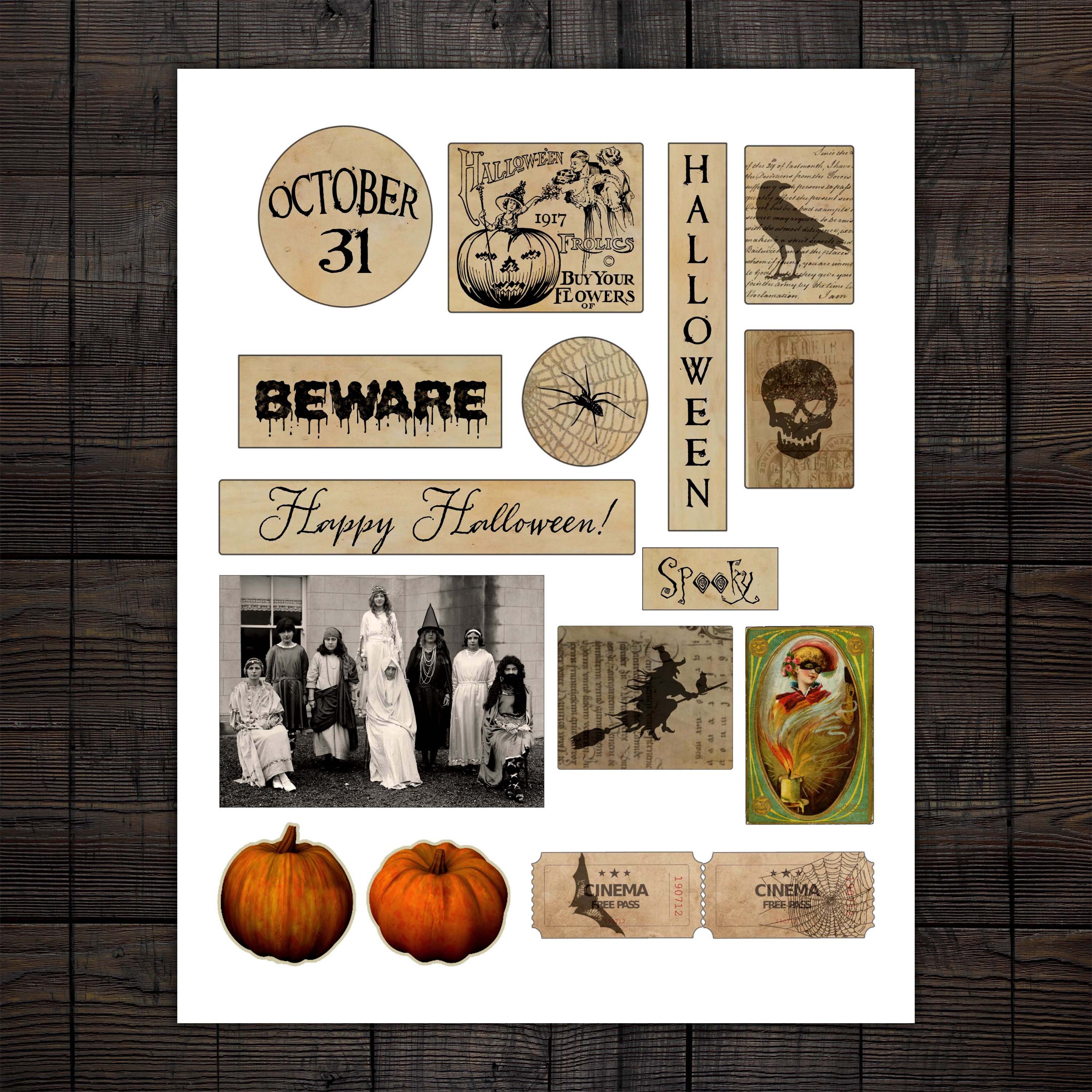 Printable Halloween Ephemera Collage Sheet for Junk Journals | Etsy