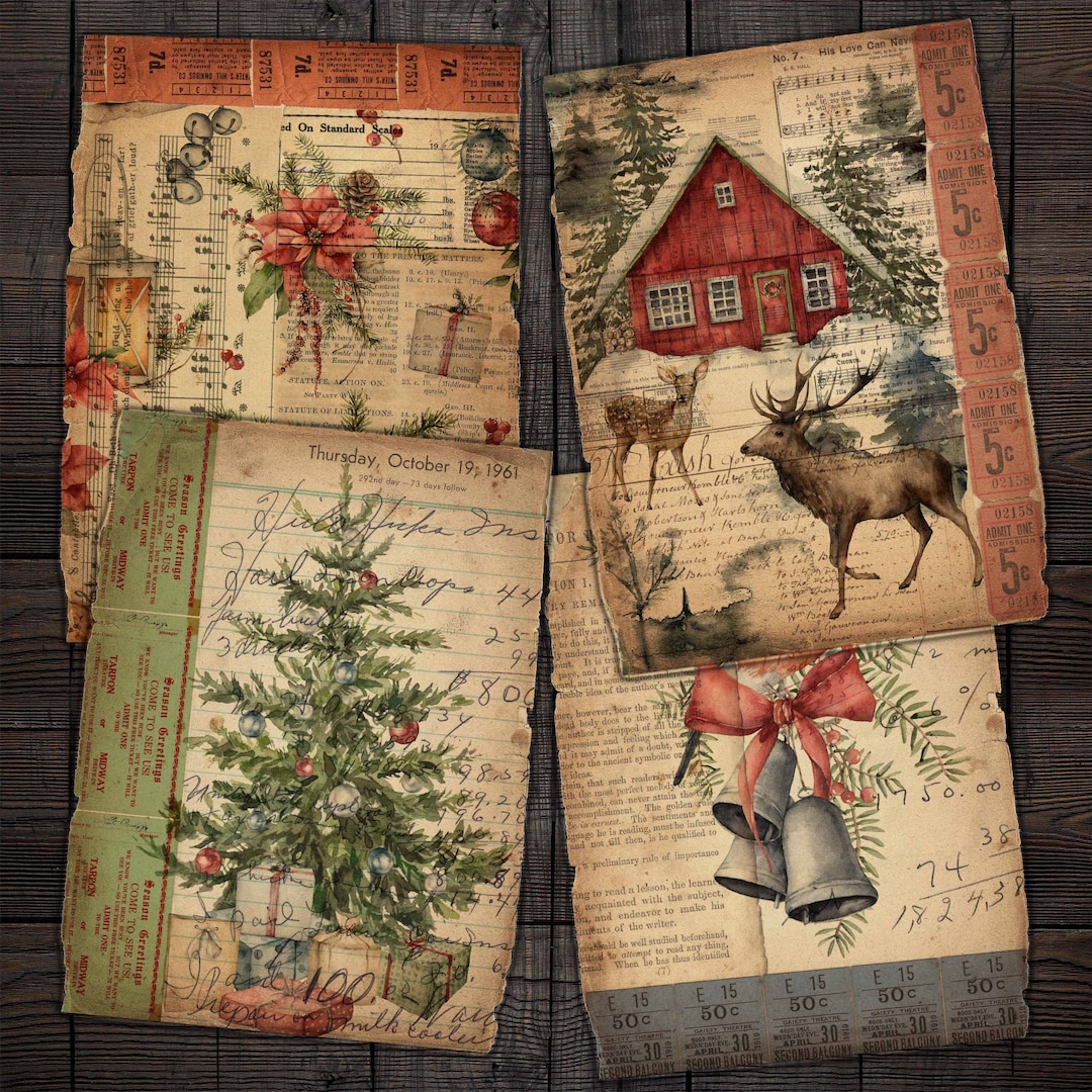 Christmas Printable Background Ephemera Pages for Junk Journals Christmas Printable Background Ephemera Pages for Junk Journals