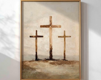 Jesus Cross Calvary Print, Christian Printable Wall Art, Digital Download