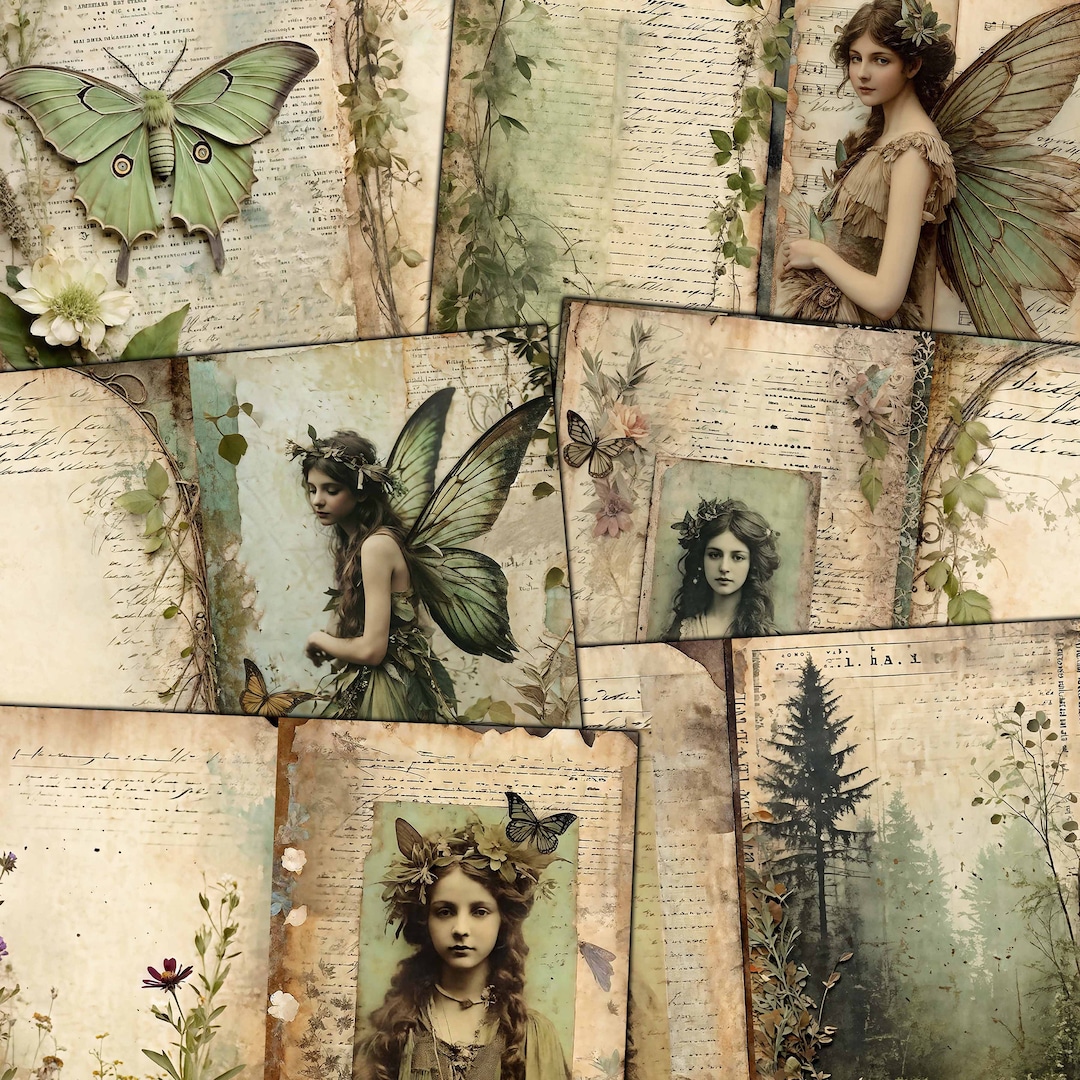 Forest Fairies Printable Junk Journal Pages, Green Woodland Fairy ...