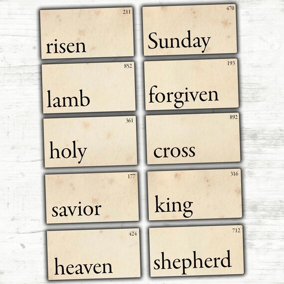 Vintage Christian Easter Printable Flash Cards Sheet for Junk | Etsy