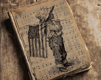 July 4th Patriotic Sheet Music Pages, Victorian Children Illustrations, Vintage crafts (Digital Download)