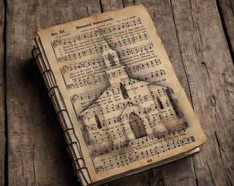 Partituras de música gospel para iglesias, himnos cristianos antiguos para manualidades vintage, descarga digital.