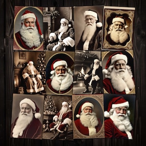 Afdrukbare kerstman ATC-kaarten vintage foto's collagevel voor Kerstman Afdrukbare kerstman ATC-kaarten voor Feestdagboek, Plakboek en Downloaden knutselen
