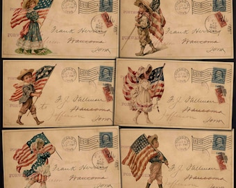 July 4th Postcards, Printable Ephemera for Vintage Crafts, Junk journals (Digital Download)