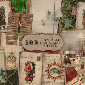 Christmas Ephemera: 102 Vintage Printable Paper Sheets (Digital Download)