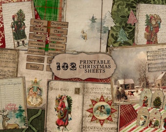 Christmas Ephemera: 102 Vintage Printable Papers Bundle for Junk Journals and Crafts (Digital Download)