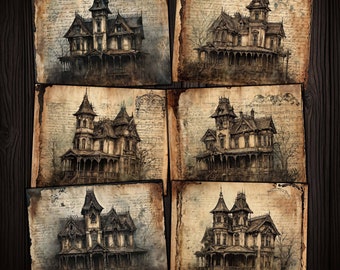 Grunge Haunted Mansion Papers: Halloween Junk Journal Kit (Digital Download)