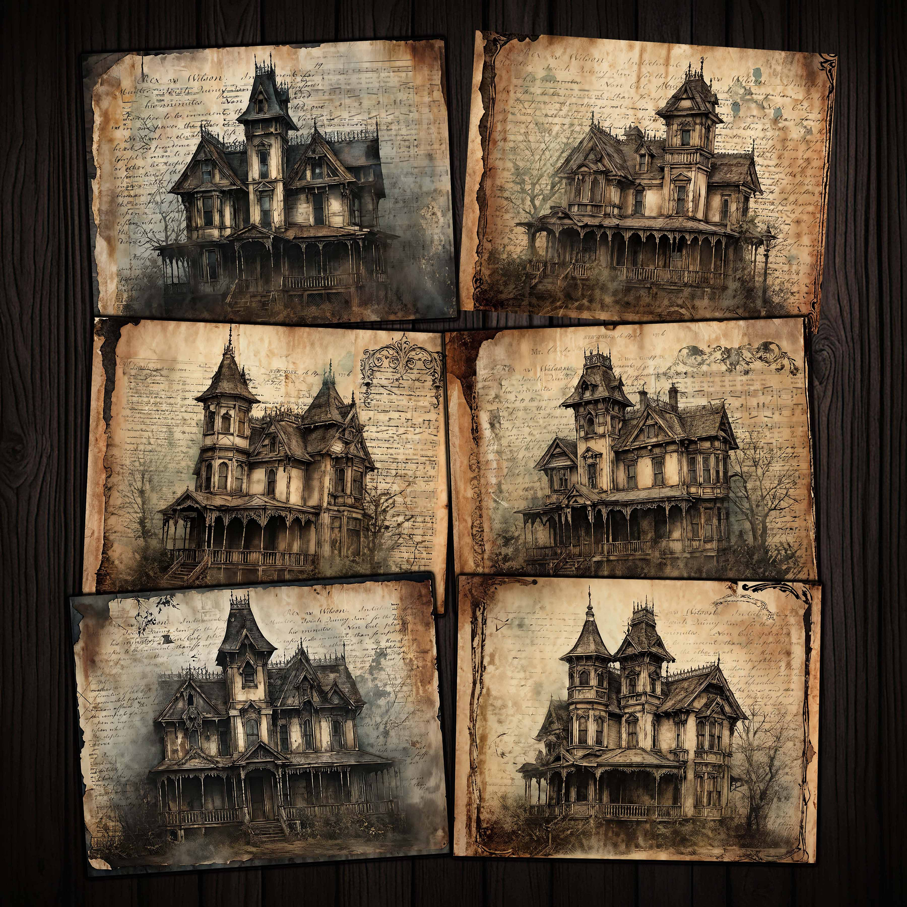 Grunge Haunted Mansion Papers: Halloween Junk Journal Kit (digital ...