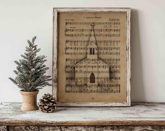 Bladmuziek van het kerstlied "Away in a Manger", kerkkapel, kerstviering (digitale download).