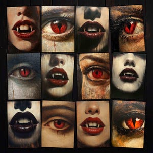 Vampire Eyes and Lips Printable, Gothic Halloween ATC Images (Digital Download)