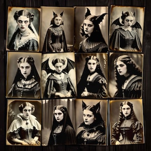 Gothic Vampire Ladies Antique Photos: Halloween Collage (Digital Download)
