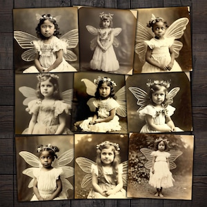 Fairy Girls Antique Photo Ephemera: Junk Journal Collage (Digital Download)