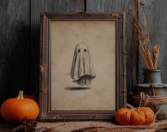 Halloween spook rustieke vintage papieren kunstprint (digitale download)