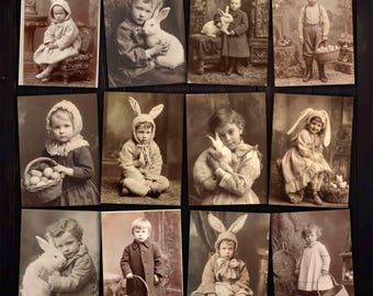 Easter Children Antique Photo Collage Sheets: Junk Journal ATC (Digital Kit)