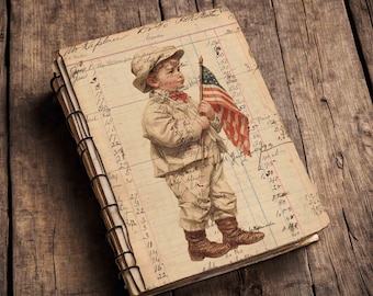 July 4th Printable Ledger Pages for Junk Journals, Vintage Crafts, Digital download