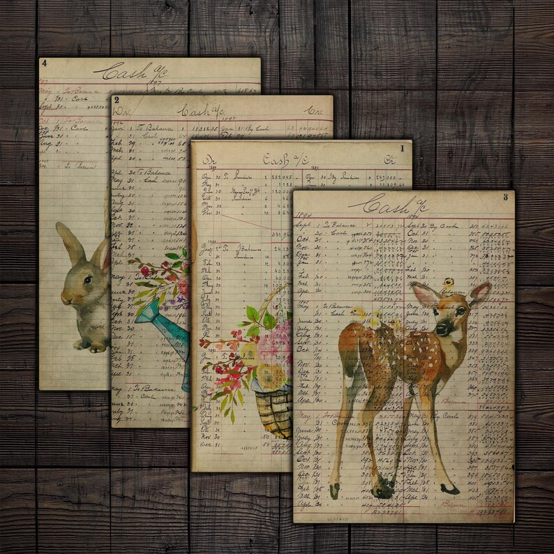 Junk Journal Easter Printable Watercolor Pages Vintage Ledger - Etsy