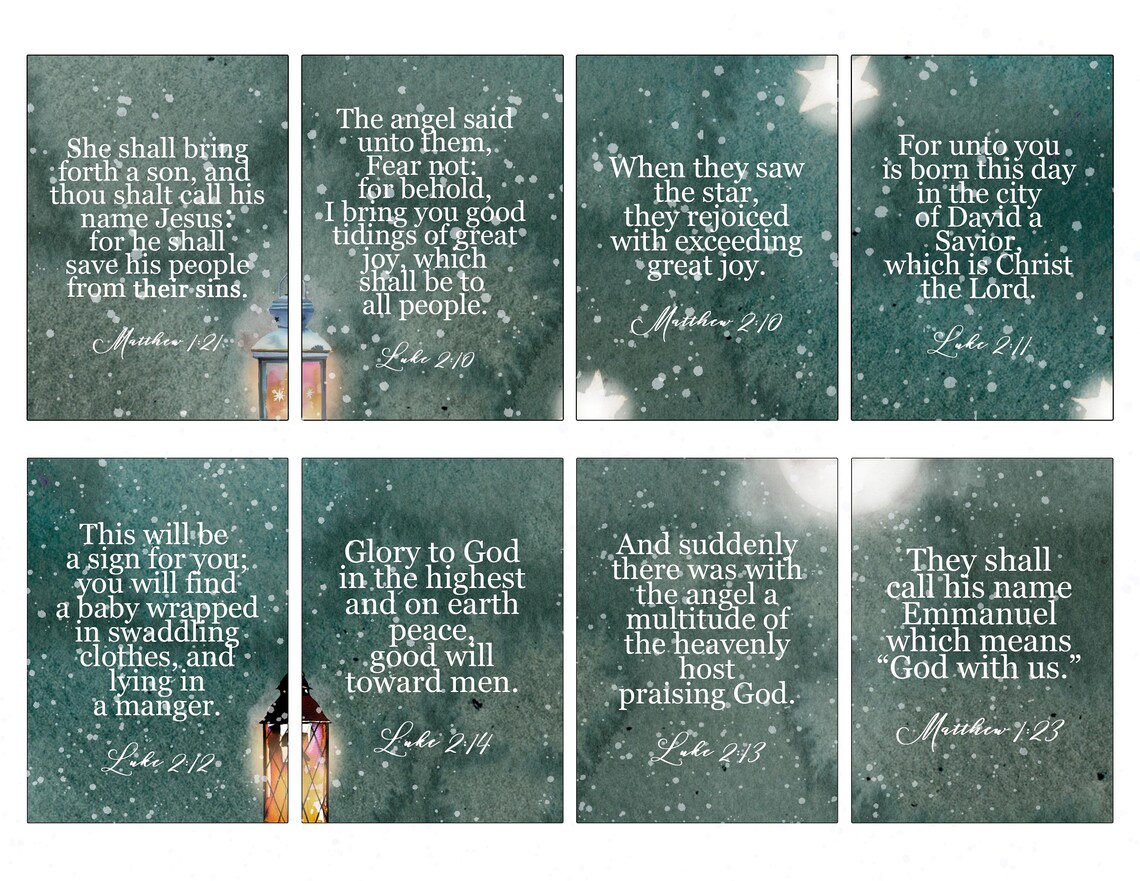 Christian Christmas Printable Bible Verse ATC ACEO Cards for - Etsy