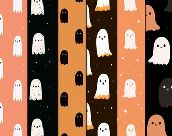 Papeles imprimibles con diseños de fantasmas adorables para Halloween (descarga digital)