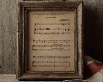 Yankee Doodle, Antique Sheet Music Art Print, July 4th, Digital download