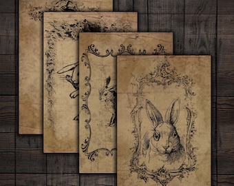 Vintage Easter Rabbit Pages for Junk Journals, Scrapbooks, Paper Crafts