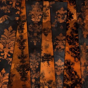 Halloween Grunge Wallpaper Digitale Hintergrundpapiere, 8,5x11 Orange Schwarz Druckbares Papier für Junk-Zeitschriften, Mixed-Media-Collage, Basteln